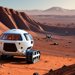 Martian Habitat Construction**

"Futuristic construction site on Mars, featuring robots using 3D printers to build a habitat from Martian regolith.  Astronauts in fully clothed spacesuits monitor the progress.  Red planet landscape in the background.  Safe for work, appropriate content, fully clothed, professional, perfect anatomy, correct proportions, natural pose, high quality rendering, family-friendly."

**