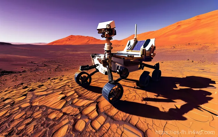 화성 탐사 로버의 전력 관리 기술 - **Prompt:** "A highly detailed, realistic image of a solar-powered Mars rover, reminiscent of Spirit...