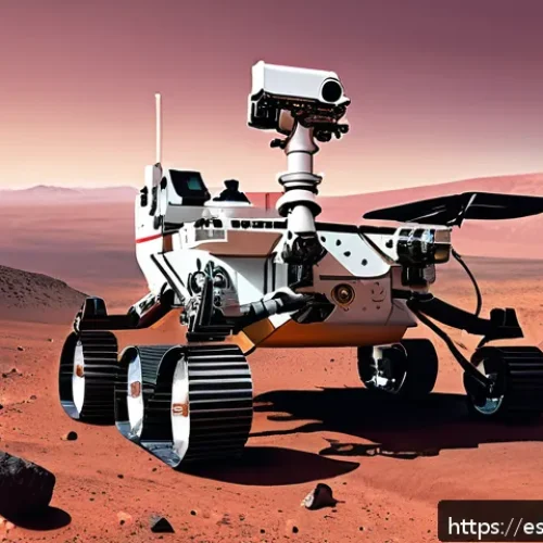 화성 탐사의 생명체 탐색 기술 - A highly detailed scene of a Mars rover equipped with advanced robotic arms and scientific instrumen...