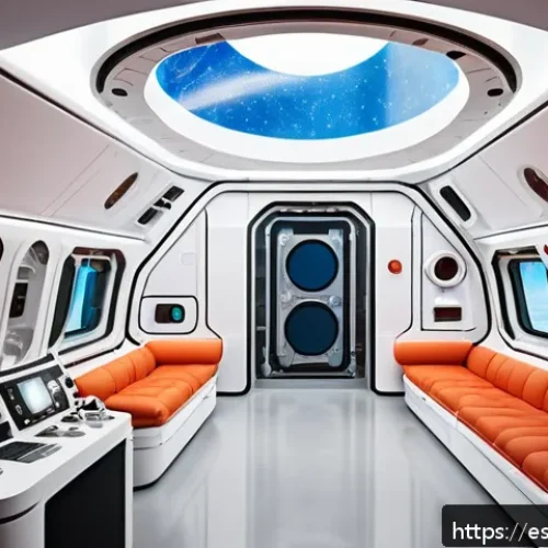 화성 탐사에서의 인류 거주 가능성 - A futuristic Mars habitat interior showcasing advanced life support systems: a spacious, modular liv...